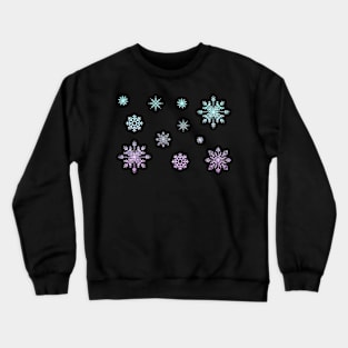 Pastel Purple Blue Ombre Faux Glitter Snowflakes Crewneck Sweatshirt